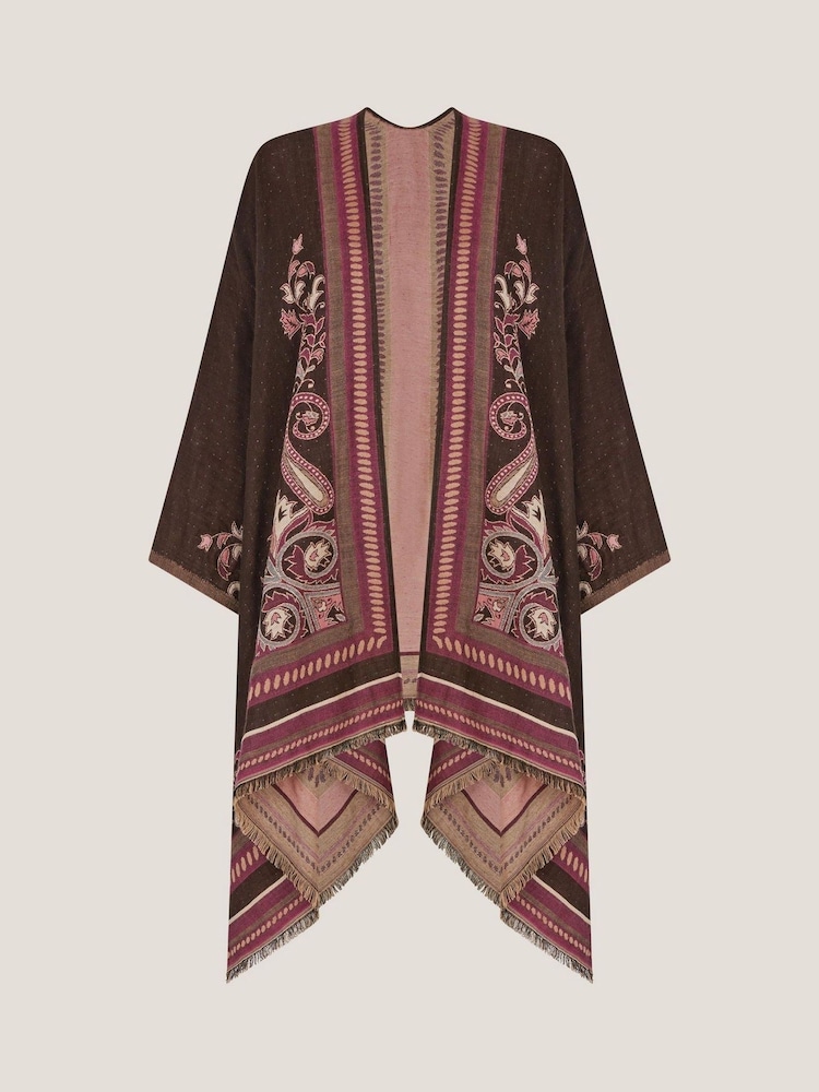 Monsoon Pink Crissy Jacquard Wrap Cardigan - Image 5 of 5