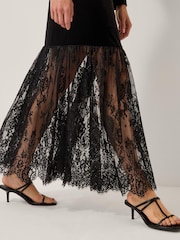 Monsoon Black Verity Velvet Lace Maxi Dress - Image 1 of 4