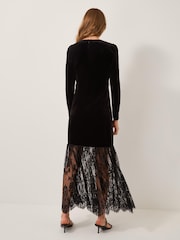 Monsoon Black Verity Velvet Lace Maxi Dress - Image 3 of 4