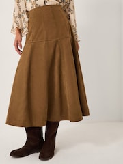Monsoon Brown Macy Suedette A-Line Midi Skirt - Image 2 of 5