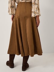 Monsoon Brown Macy Suedette A-Line Midi Skirt - Image 3 of 5