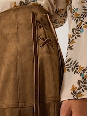 Monsoon Brown Macy Suedette A-Line Midi Skirt - Image 4 of 5