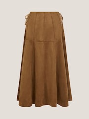 Monsoon Brown Macy Suedette A-Line Midi Skirt - Image 5 of 5