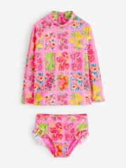 Never Fully Dressed Pink Fruit Print Sunsafe Long Sleeve Rash Vest and Swim Set - Image 6 of 11