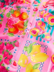 Never Fully Dressed Pink Fruit Print Sunsafe Long Sleeve Rash Vest and Swim Set - Image 9 of 11