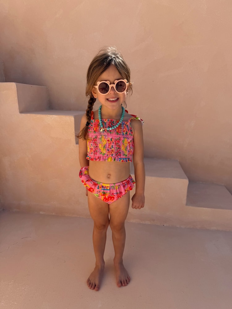 Never Fully Dressed Pink Fruit Shirred Bikini Set - Image 1 of 5