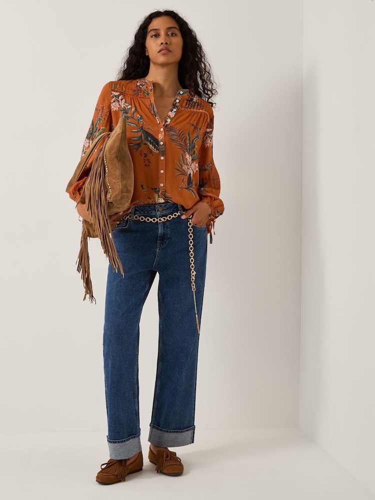 Monsoon Brown Georgie Botanical Print Blouse - Image 4 of 4 Monsoon Brown Georgie Botanical Print Blouse - Image 4 of 4