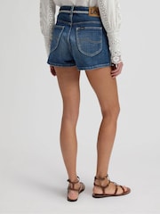 Lee Blue Zigzag Stitch Rider Denim Shorts - Image 2 of 7