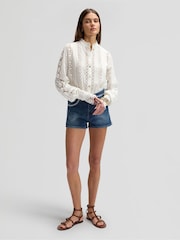 Lee Blue Zigzag Stitch Rider Denim Shorts - Image 3 of 7