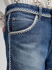 Lee Blue Zigzag Stitch Rider Denim Shorts - Image 5 of 7