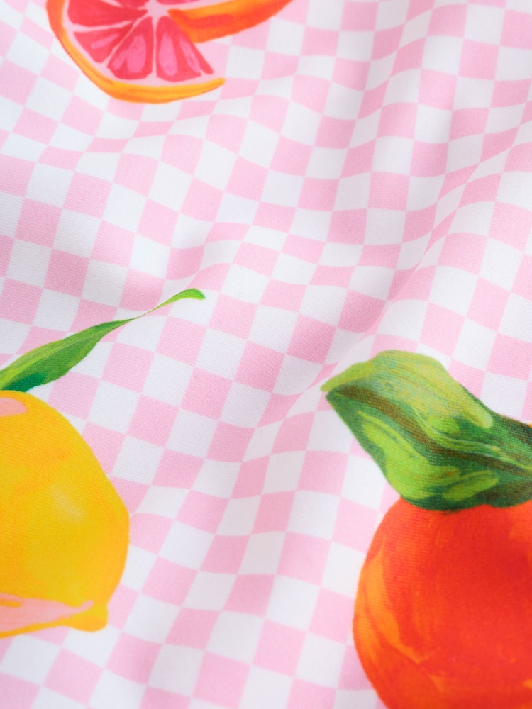 Never Fully Dressed Pink Check Fruit Ruffle Swimsuit - Image 8 of 8 Never Fully Dressed Pink Check Fruit Ruffle Swimsuit - Image 8 of 8