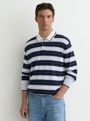 Reiss Blue Multi Scrum Ruby-Stripe Half-Button Jumper - Image 5 of 7