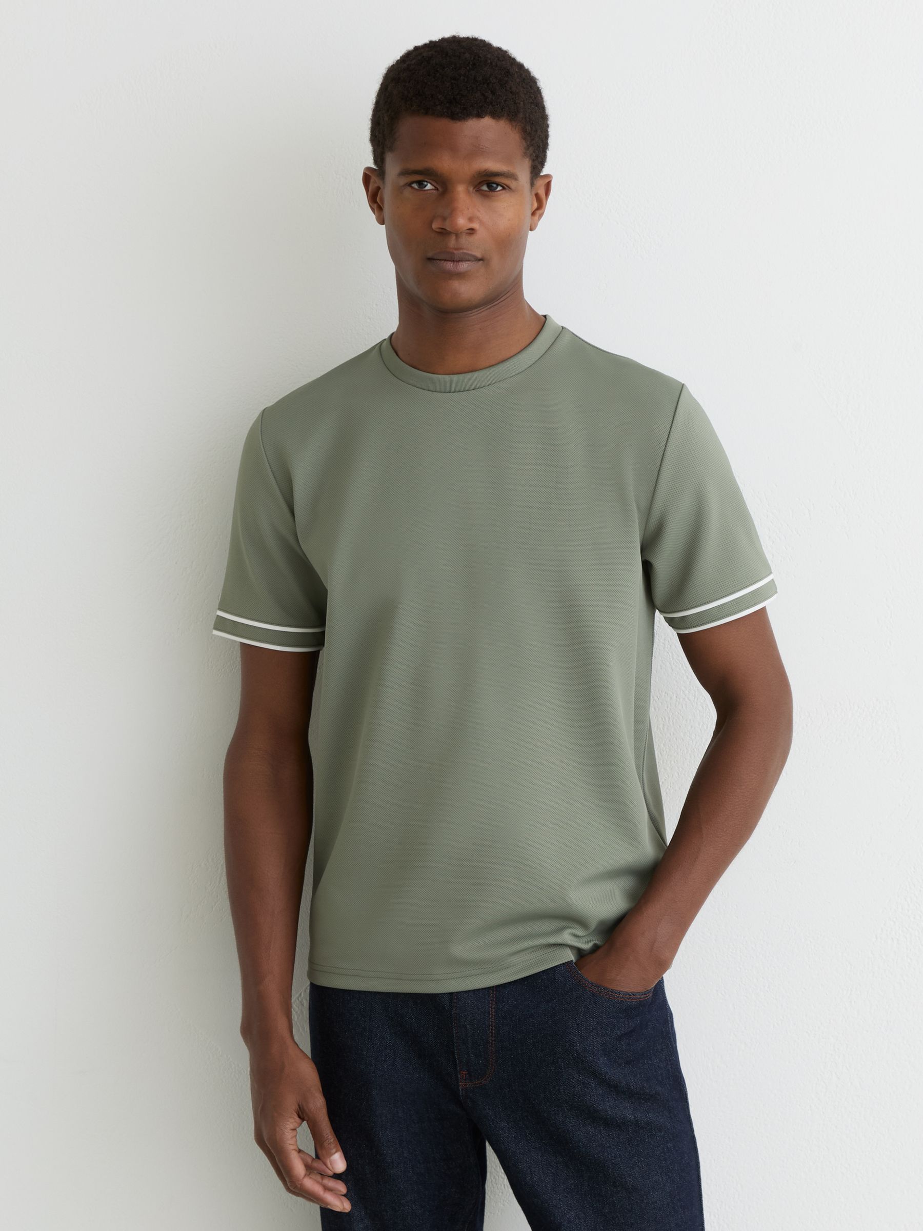 その他 SalsatioRound NeckT-Shirt Dusky Green XS Comprar Verde sálvia - Camiseta Reiss Oscar com acabamento