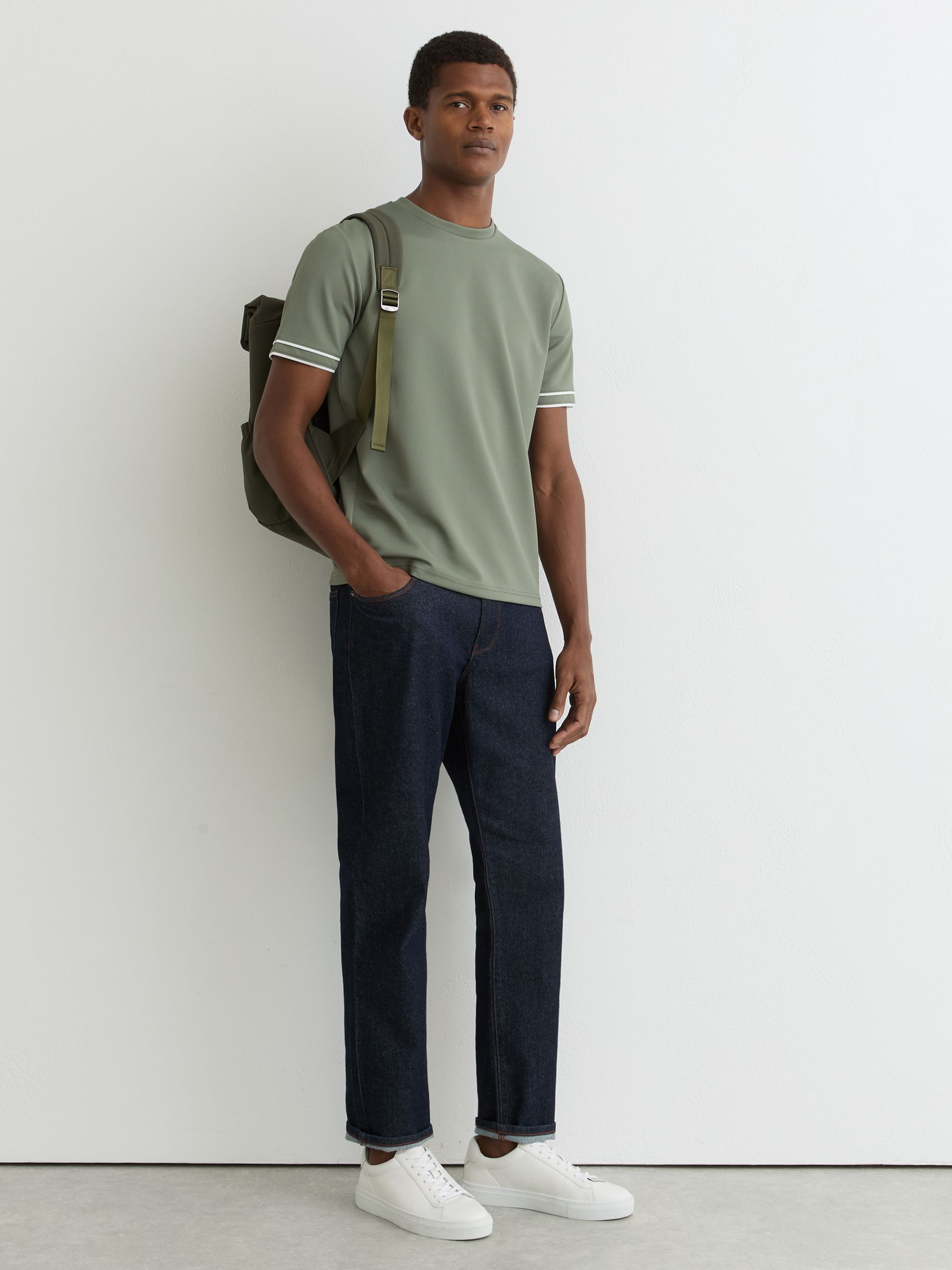 Comprar Verde sálvia - Camiseta Reiss Oscar com acabamento