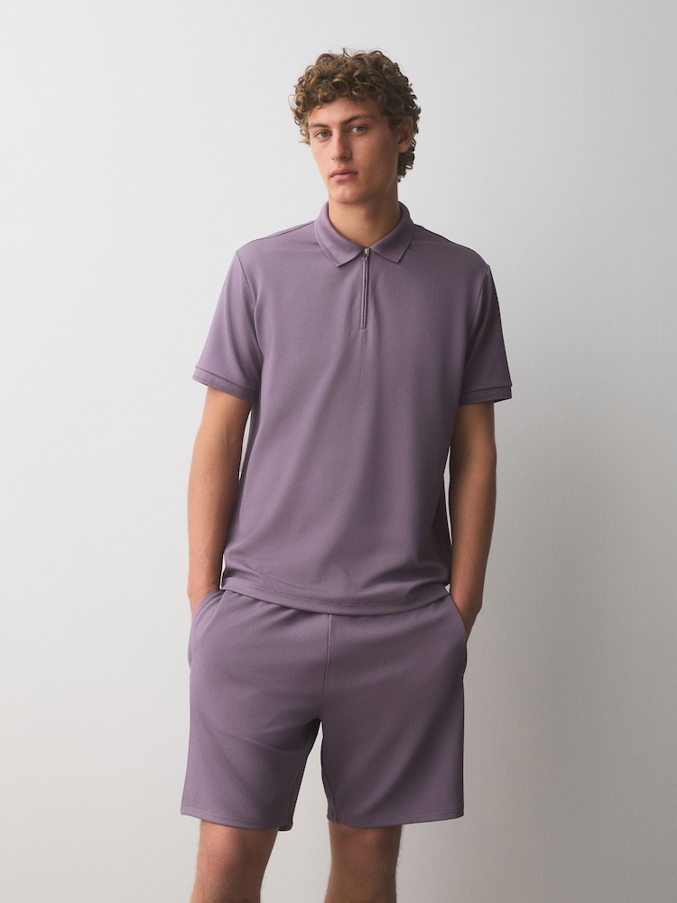 Mauve/Ecru/Black Polo and Shorts Co-ord Set - Image 2 of 12