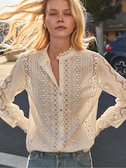 Lee White Bohemian Lace Blouse - Image 2 of 7