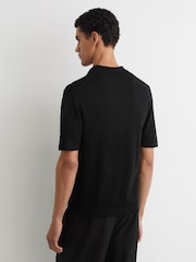 Reiss Black Grafton Merino Wool Cuban-Collar Shirt - Image 4 of 5