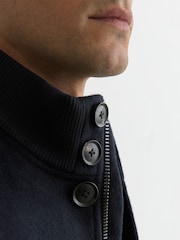 Reiss Navy Hadley Wool-Blend Funnel-Neck Bomber Jacket - Image 4 of 8