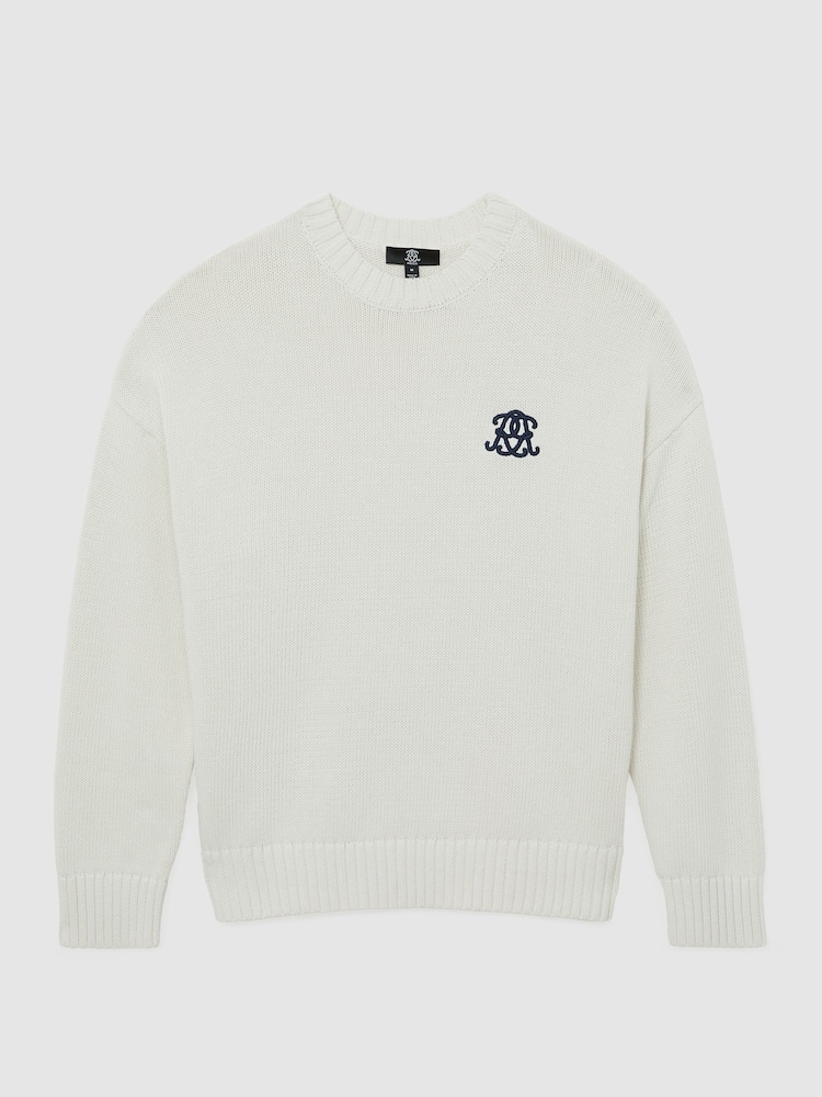 Off White - Reiss Kendi Monogram-Embroidered Relaxed Jumper - Bild 2 von 6