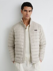 Reiss Light Stone Acer Quilted Zip-Through Jacket - Image 1 of 6