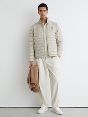 Reiss Light Stone Acer Quilted Zip-Through Jacket - Image 3 of 6
