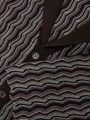 Reiss Brown Drake Wavy-Stripe Cuban-Collar Knit Shirt - Image 7 of 7