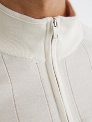Reiss Snow White Findlay Merino Wool Wide-Rib Half-Zip Jumper - Image 3 of 5