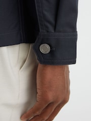 Reiss Navy Yorker Cotton-Twill Four-Pocket Overshirt - Image 4 of 7