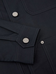 Reiss Navy Yorker Cotton-Twill Four-Pocket Overshirt - Image 7 of 7