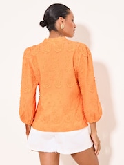 Lipsy Orange 3/4 Sleeve Grandad Blouse - Image 5 of 5