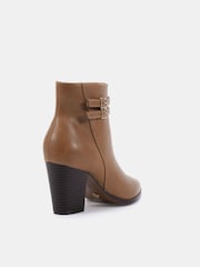 Novo Brown Wide Fit Joy Buckle Detail Western Heeled Boots - Image 4 of 6