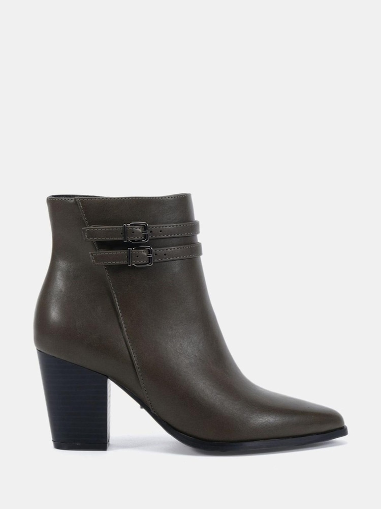 Novo Green Regular Fit Joy Buckle Detail Western Heeled Boots - Image 2 of 6