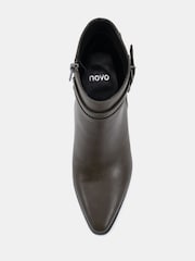 Novo Green Regular Fit Joy Buckle Detail Western Heeled Boots - Image 5 of 6
