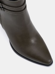 Novo Green Regular Fit Joy Buckle Detail Western Heeled Boots - Image 6 of 6