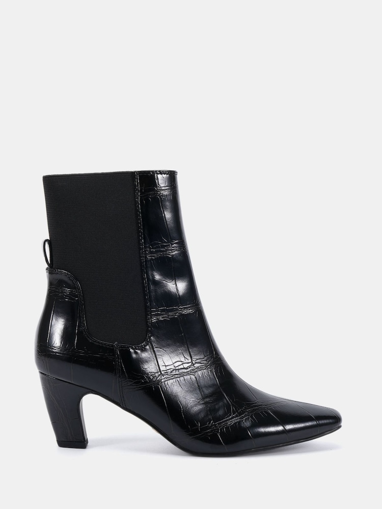Novo Black Wide Fit Kennedy Curved Mid Heel Chelsea Ankle Boots - Image 2 of 6