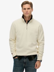 Superdry Cream Essential Logo Half Zip Sweatshirt - Image 1 of 6