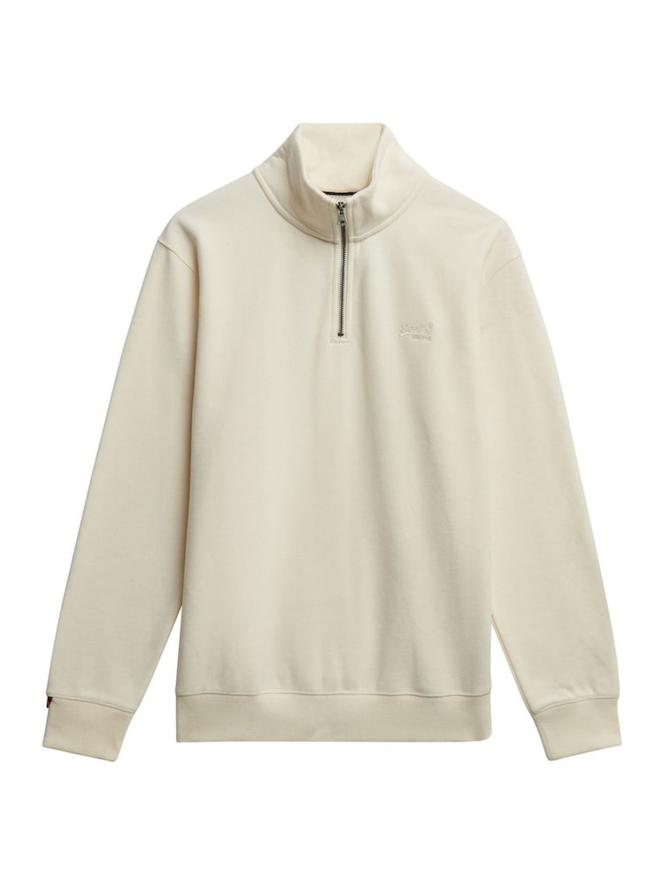 Superdry Cream Essential Logo Half Zip Sweatshirt - Image 6 of 6 Superdry Cream Essential Logo Half Zip Sweatshirt - Image 6 of 6