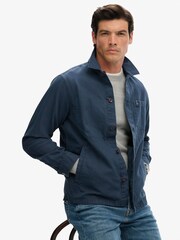 Superdry Blue The Merchant Store Linen Blend Overshirt - Image 4 of 7