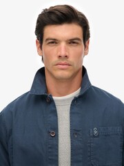 Superdry Blue The Merchant Store Linen Blend Overshirt - Image 5 of 7