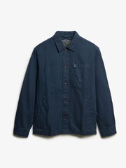 Superdry Blue The Merchant Store Linen Blend Overshirt - Image 6 of 7