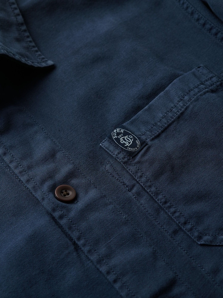 Superdry Blue The Merchant Store Linen Blend Overshirt - Image 7 of 7 Superdry Blue The Merchant Store Linen Blend Overshirt - Image 7 of 7