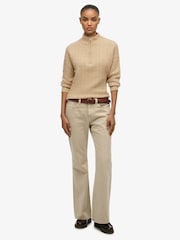 Superdry Nude Brushed Cable Knit Henley Jumper - Image 2 of 6