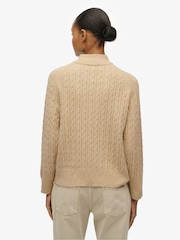Superdry Nude Brushed Cable Knit Henley Jumper - Image 3 of 6