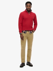 Superdry Red Cotton Half Zip Knit Jumper - Image 2 of 6