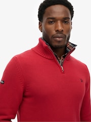 Superdry Red Cotton Half Zip Knit Jumper - Image 4 of 6