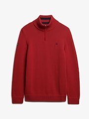 Superdry Red Cotton Half Zip Knit Jumper - Image 6 of 6