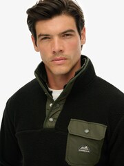 Superdry Black Fuji Fleece Half Popper Jumper - Image 5 of 7