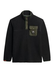 Superdry Black Fuji Fleece Half Popper Jumper - Image 6 of 7