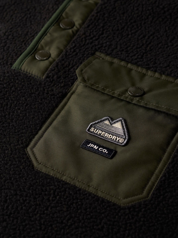 Superdry Black Fuji Fleece Half Popper Jumper - Image 7 of 7