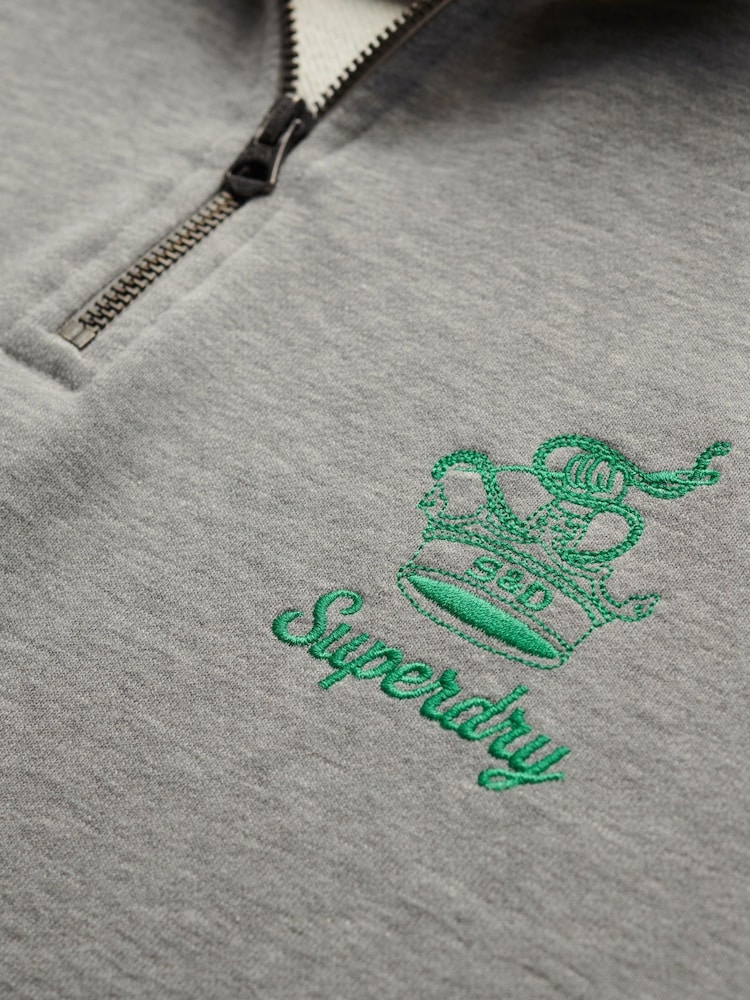 Superdry Grey Country Club Crest Half Zip Sweatshirt - Image 7 of 7 Superdry Grey Country Club Crest Half Zip Sweatshirt - Image 7 of 7